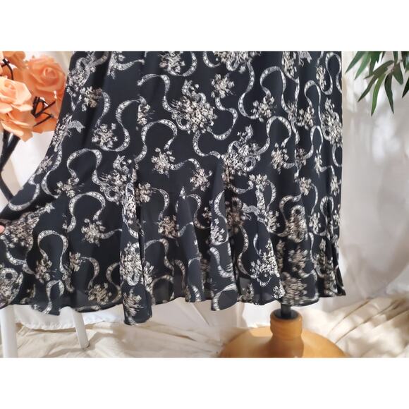 Talbots Floral Flouce Ruffle Sleeveless Midi Dress Plus Size 18W Black Wedding - Picture 6 of 13